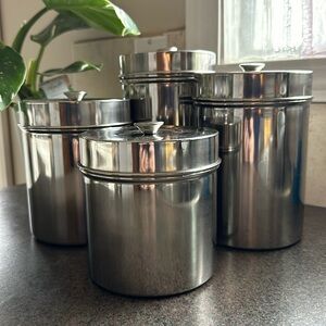 Vintage MCM Kitchen Canisters Vintage Mid-Century Modern Graduated Aluminum(4)